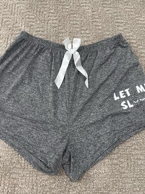 Women's Gray Lounge Sleep Shorts with Satin Bow